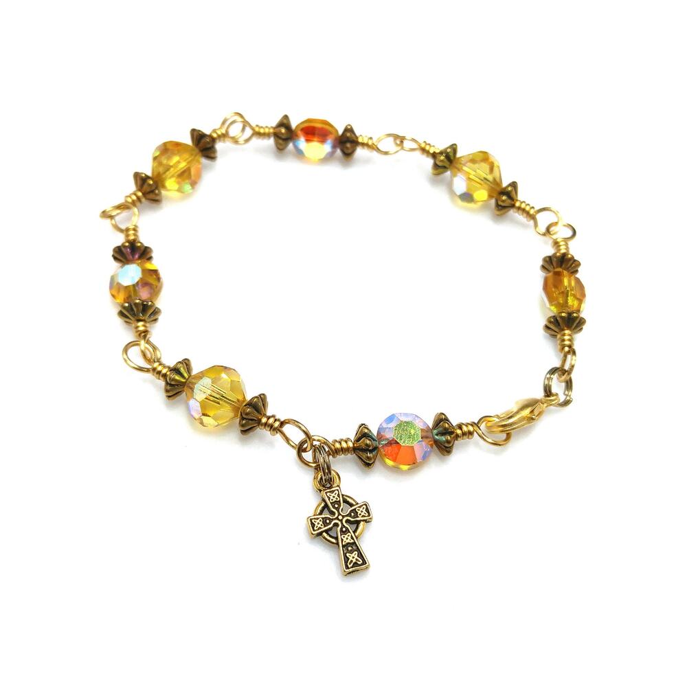 Handmade Vintage Swarovski Bead Bracelet, Christian Gift